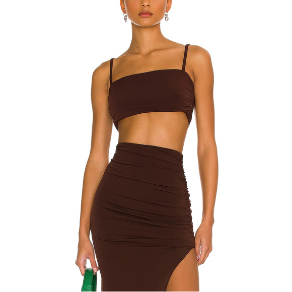 Nookie 'Aria' Brown Crepe Crop Top Size XS - Picture 1 of 5